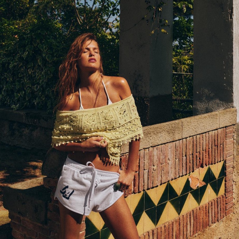Structured off the shoulder crochet knit top textured - Picture 3 of 9